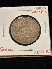 1942 S Australia Florin Silver Circulated “1125118” Graffiti With Scratches