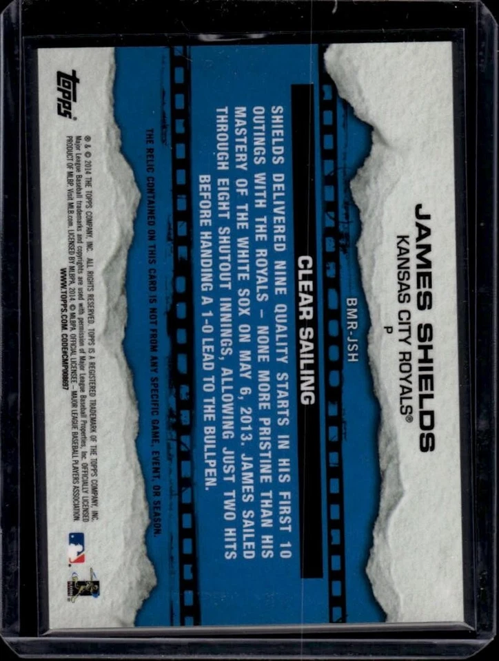 2014 Topps Breakout Moments Relics #BMR-JSH James Shields MEM KC Royals 20/25 Foto 2 de 2