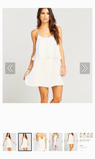 Show Me Your Mumu Women White Solid Satin Layered Scoop Neck Mini Dress S