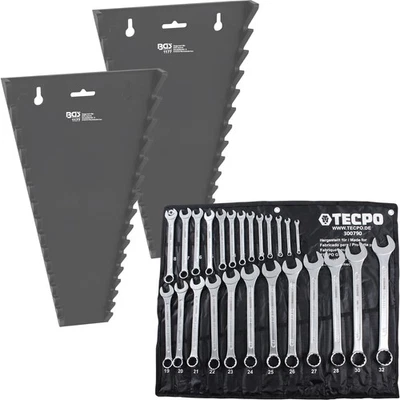 TECPO + BGS TECPO MAUL-RINGSCHLÜSSEL SATZ MAUL-RING-SCHLÜSSEL + SCHRAUBENSCHLÜSSEL HALTER