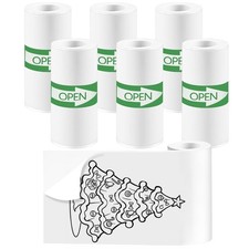 6 Rolls Mini Thermal Printer Sticker Paper, 57x25 mm, 6 Rolls-White