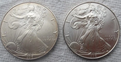 2 1996 AMERICAN SILVER EAGLES BU