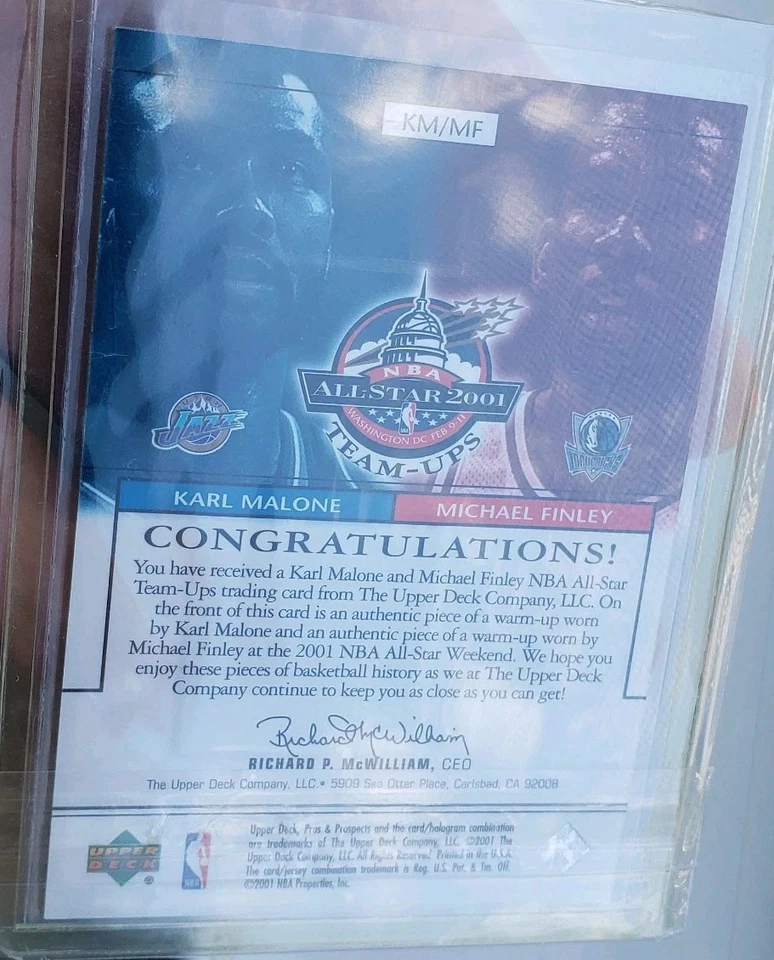 2001-02 UD Pros & Prospects Karl Malone / Michael Finley JERSEY PATCH EXQUISITE! - Image 2 of 4