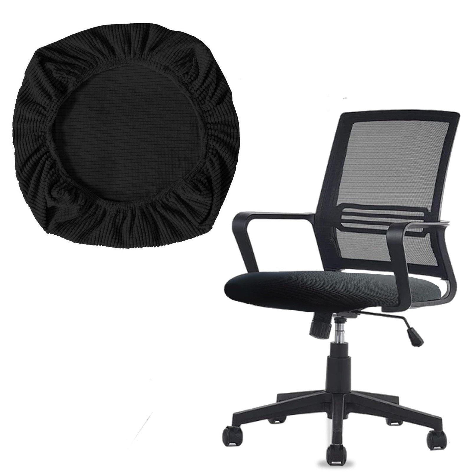 Cover Elastic Washable Swivel Seat Protector Black