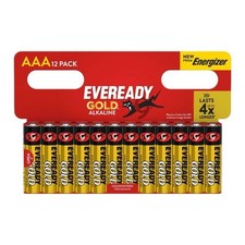 Image of Pack of 12 Eveready AAA Alkaline Gold Batteries for Audio Devices and Remotes