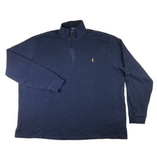 Polo Ralph Lauren Estate Rib Mens XLT Blue 1/4 Zip Pullover Sweater