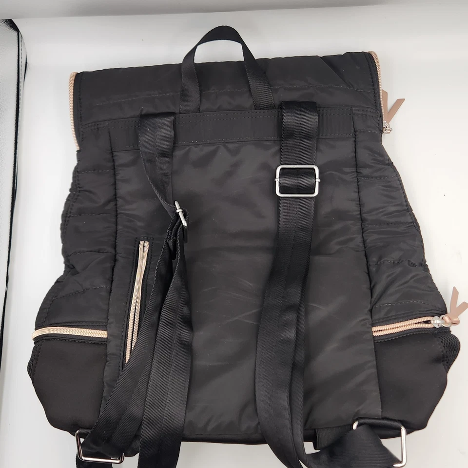 Stella & Dot Crush It Backpack Black Quilted Puffer Yoga Bag Mat Strap Pocket - Image 3 of 4