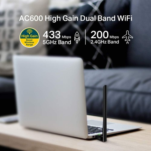 TP-Link AC600 High Gain USB Wi-Fi Dongle, Dual Band Wi-Fi Adapter with 5dBi Ante - Afbeelding 4 van 6