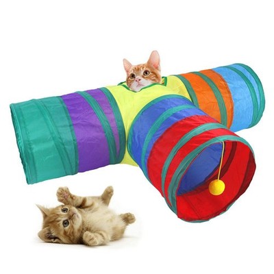 Katzentunnel faltbar Krabbelschlauch Agility Trainer Katzen Peek Loch Spielzeug