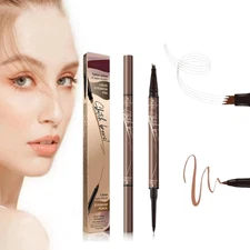2 in 1 Eyebrow Pencil, 2025 NEW Magic Eyebrow Tattoo Pencil 4 Fork Tip, Waterpro