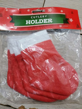WEIHNACHTEN kleine rote Strümpfe, Besteckhalter, 4er Set Halter Weihnachtsmann