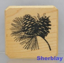 Inkadinkado Pine Branch Pinecones 90810K Wood Mounted Rubber Stamp