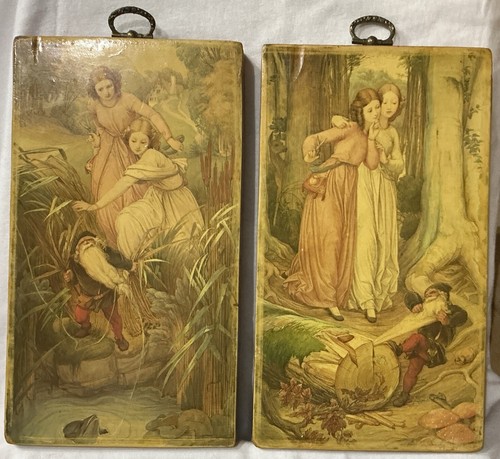 2 Vintage Wandhänger Plaketten Fantasy Schwestern Hölzer Knome 8 Zoll x 4,5 Zoll   - Bild 1 von 3