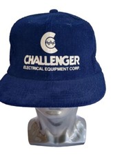 Vintage Snapback Corduroy Hat Blue Challenger Electrical Equipment Corp