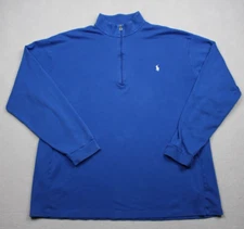 Polo Ralph Lauren Sweater Mens Extra Large Tall Blue Pullover Quarter Zip Logo