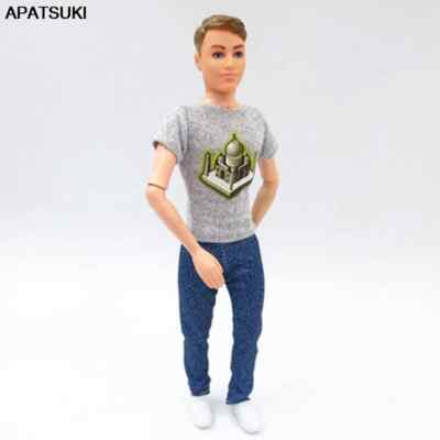Graues Oberteil & Denim-Hosen für Ken Junge Puppe Kleidung Outfits 1/6 Zubehör