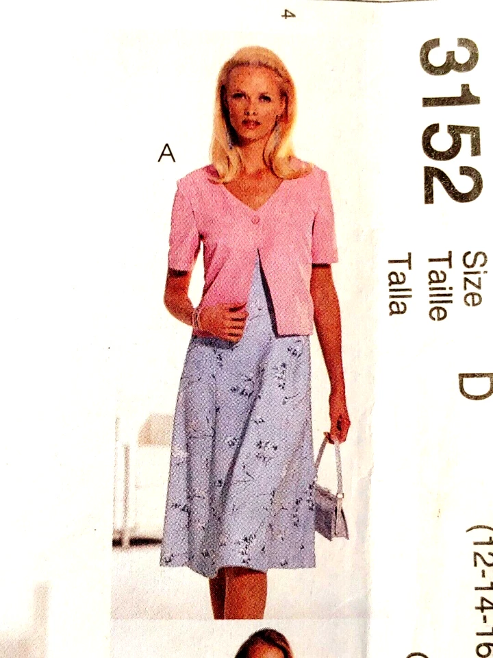 McCalls 3152 petite Dress in Two Lengths Unlined Jacket & Scarfs Size 12-14-16 - Image 3 of 4