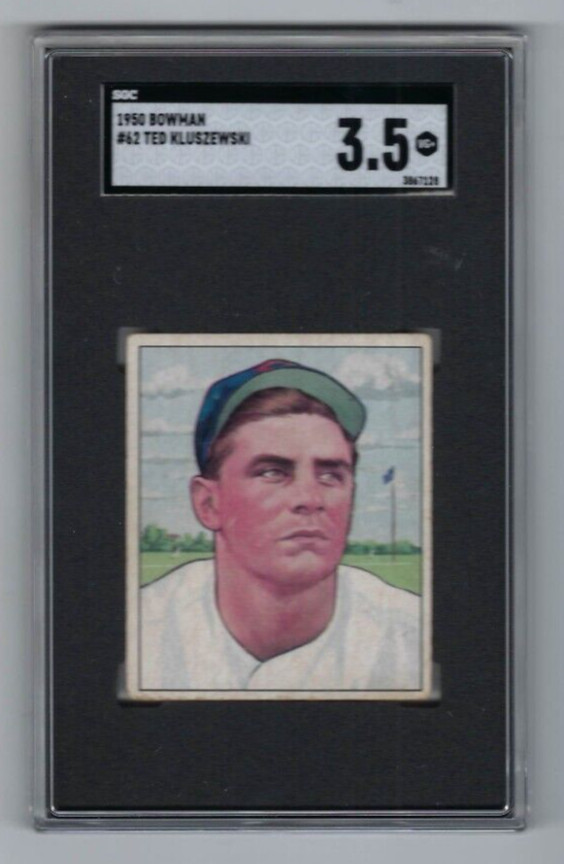 1950 Bowman baseball card #62 Ted Kluszewski Cincinnati Reds graded SGC 3.5