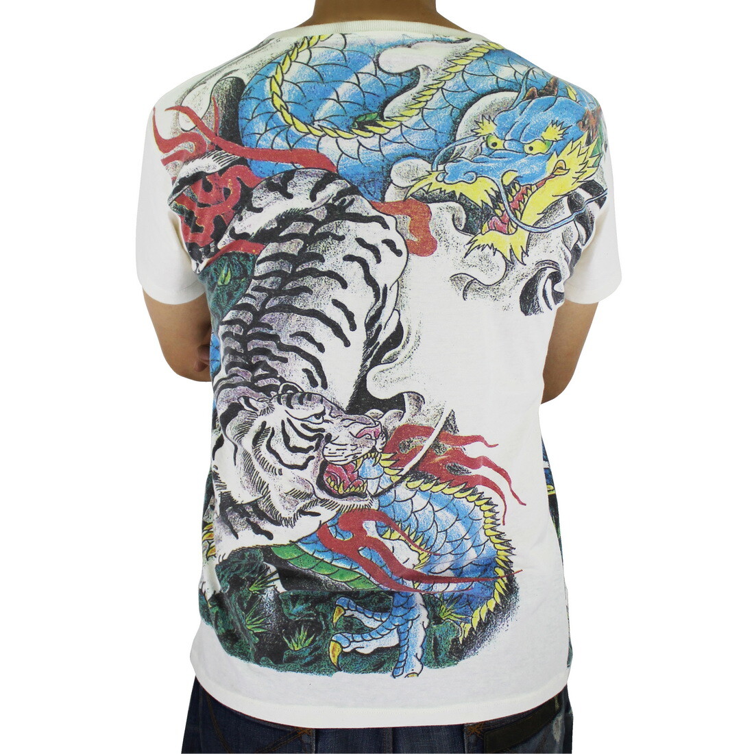 WORK Japan Men T-Shirt Dragon Tiger Yakuza Japanese Irezumi
