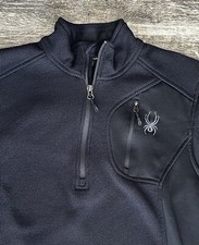 Spyder Pull Over Sweater Black Men  s Size Small Quarter Zip Fleece