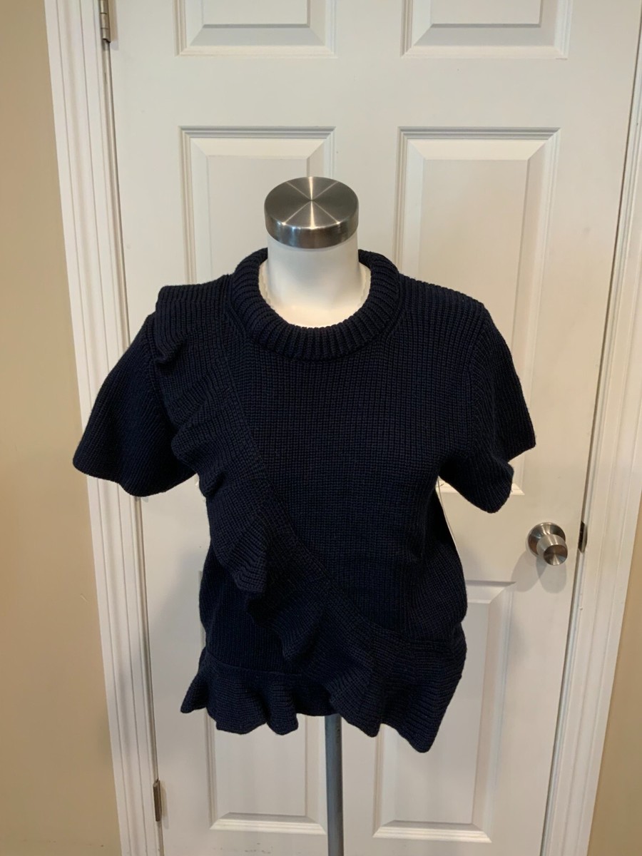 SEESEE SHORT-SLEEVE WOOL CREW　NAVY　XXL SEA New York Navy Blue Wool Short Sleeve Crew Neck Sweater w