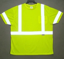 Safety Shirt Adult 4XL Yellow Reflective Class 3 Level 2 Scotchlite W/Pocket Men
