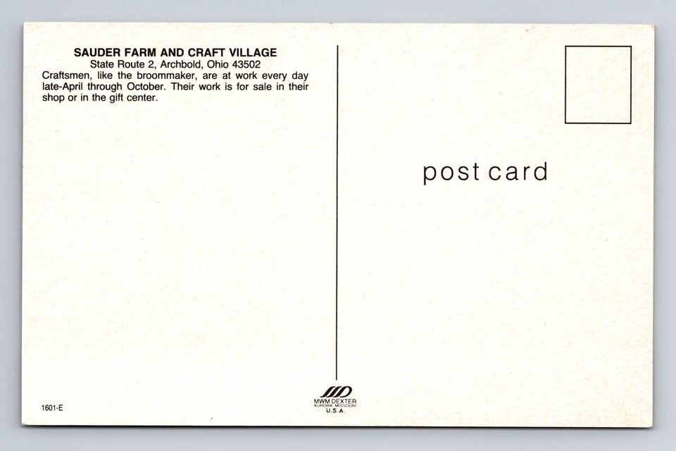 Archbold OHOhio, Sauder Farm and Craft Village, Vintage Postcard eBay