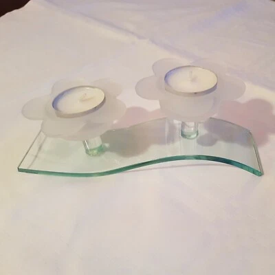 Exclusiver Glasleuchter mit Blüten 2 flammig - Bild 1 von 2