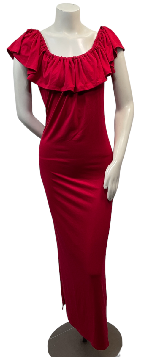 pleated dress with sleeves Chiffon Puff Sleeve Pleated V-Neck Gown