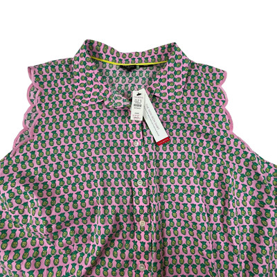 Talbots Pineapple Print Blouse Sz 24W Womens Plus Sleeveless Tank Cotton