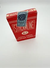 Sealed Streamline No. 1 Plastic Coated Playing Cards Linen Finish ARRCO Red Box