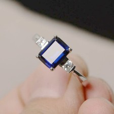 4.9 Carat Blue Sapphire Ring Promise Ring September Birthstone Ring Emerald Cut