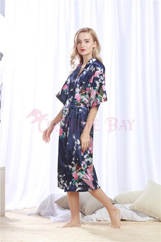 Women Gown Vintage Sleepwear Bridal Wedding Bridesmaid Robes Kimono FLORAL SATIN - Picture 29 of 54