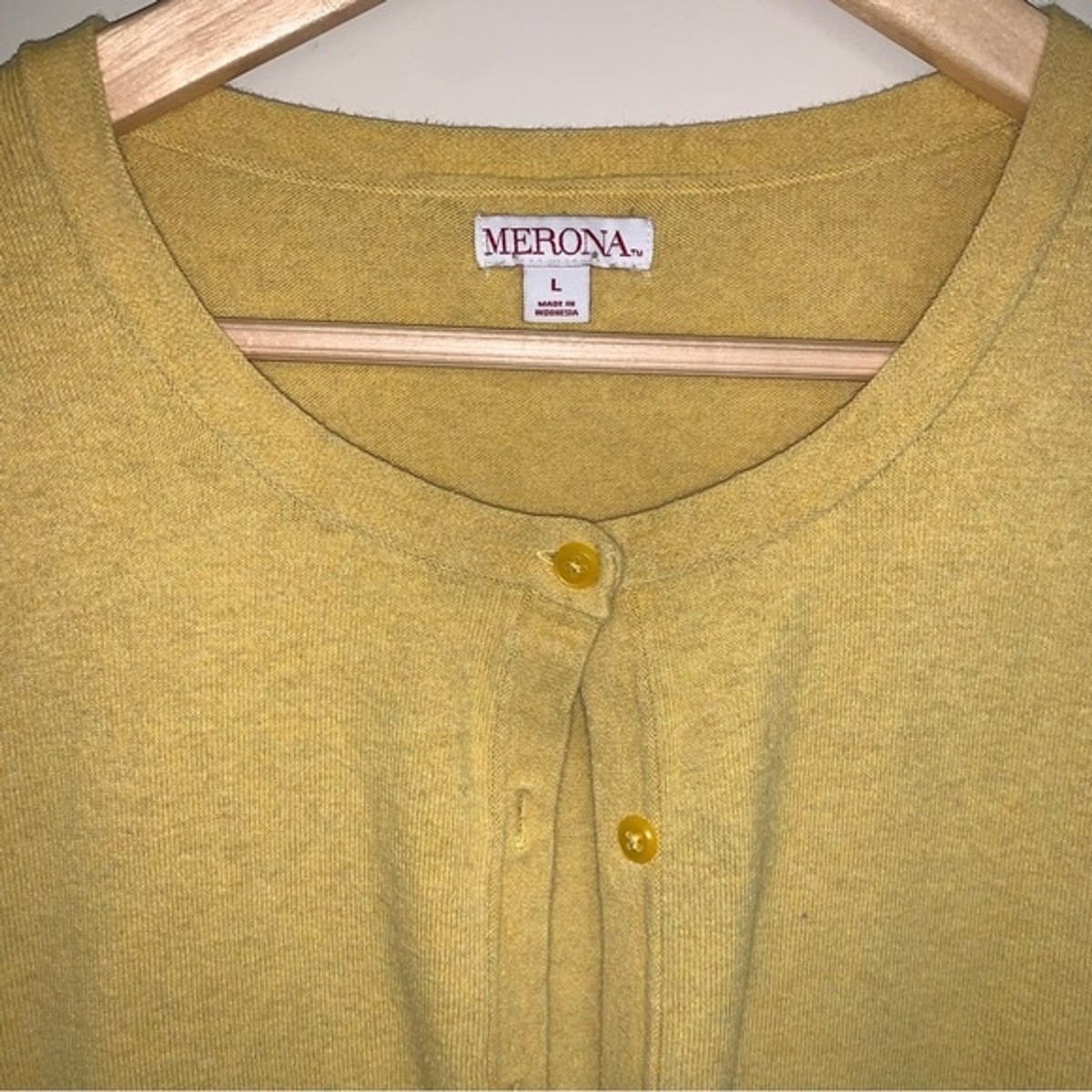 Mustard Yellow Knit Cardigan Sweater Women's Large Button