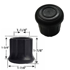 4-Pack 1-1/4" Rubber Tips for Cane, Walking Stick, Crutch, Chair, Table, Stool