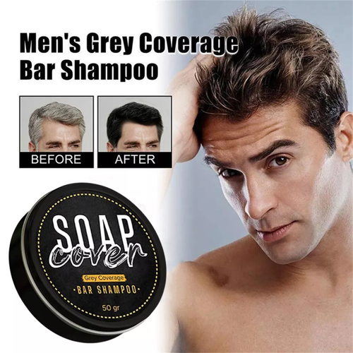 Men's Grey Coverage Bar Shampoo Hair Darkening Black Soap for Grey Hair Cover - Picture 2 of 12