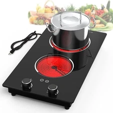 Double Burner 2100W Electric Ceramic Cooktop Built-in Electric Stove Top 110V