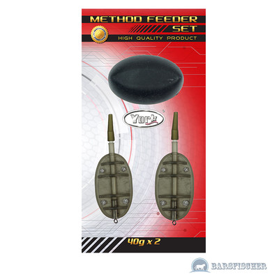 YORK INLINE CARP FEEDER METHOD STARTER SET, FUTTERKÖRBE MIT GUMMI MOULD FORM NEU