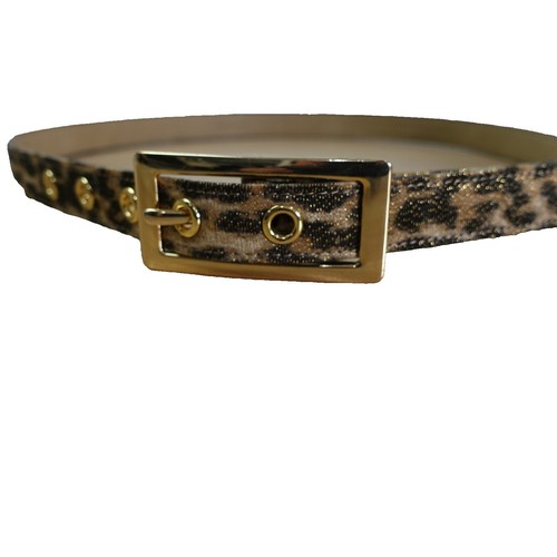 Talbots Leopard Print Calf Hair Belt Medium Gold-Tone Buckle  display picture 3