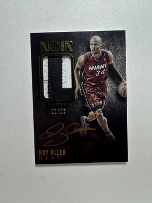 2014-15 Panini Noir Autographed Prime Color Ray Allen /25 PATCH ON CARD AUTO SP