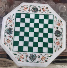 Marble chess top, malachite chess board, inlay stone chess set, home decors gift