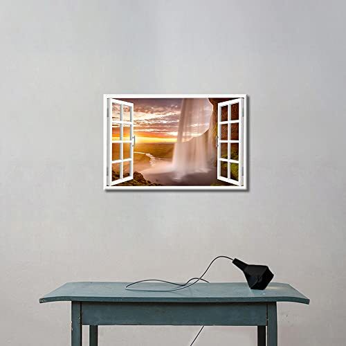 Canvas Wall Art Majestic Waterfall Pictures for Bedroom 24L" x 16W" Artwork-13 - Picture 6 of 8