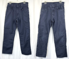Lot of 2 Pair of Bulwark FR Flame Resistant Navy Blue Canvas Work Pants 31x32