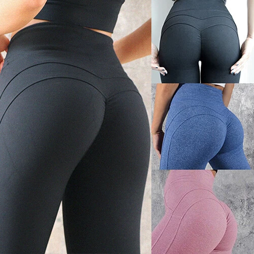 Womens Bum Lift Leggings High Waist Fitness Yoga Pants Ruched Push Up  Trousers, | eBay