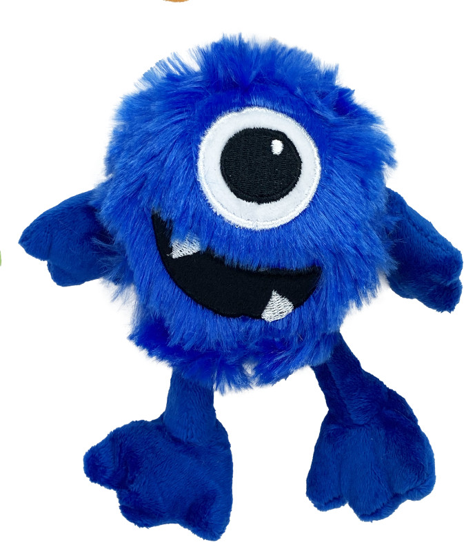 (1) Multipet Plush Blue Monster Fuzzy 4" XS MiniPet Dog Toy NEW