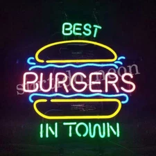 Best Burgers in Town 20"x24" Neon Light Sign Shop Restaurant Home Decor Hanging
