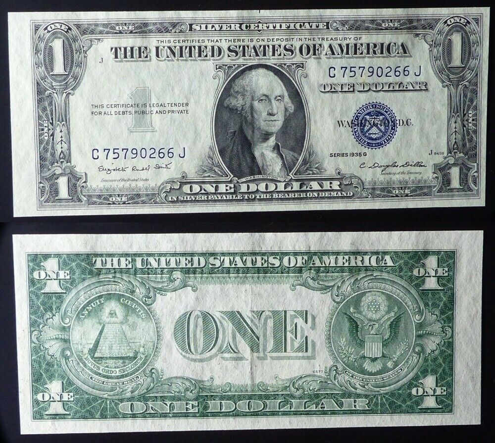 Currency:US Silver Certificat $1 2 C75790 Ser#S 本物保証 UNC 1935G 大切な人へのギフト探し Crisp