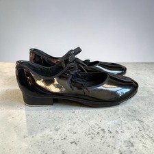 Capezio Tap Dance Mary Jane Shoes Sz 10M Black Patent Leather Dancewear Theater
