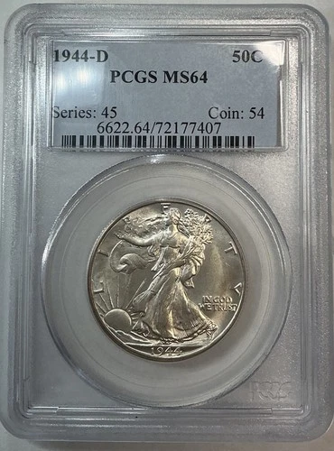 1944-D 50C Walking Liberty Half Dollar PCGS Graded MS64 Silver Coin
