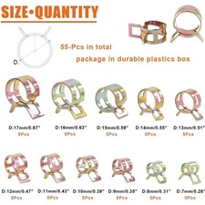 Leak-proof 55pcs Spring Clamps 11 Sizes For Automotive Plumbing Applications Leak-proof 55pcs Spring Clamps 11 Sizes For Automotive Plumbing Applications